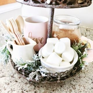 DIY tiered tray hot chocolate station ideas - Salvaged Living